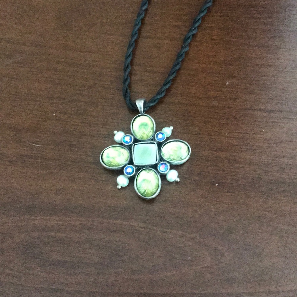 Lia Sophia pendant on black fabric cord - Picture 1 of 12